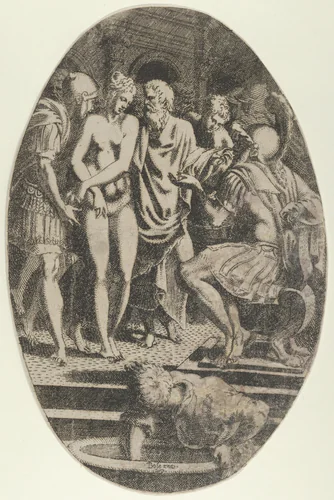 Timocleia Before Alexander by Léon Davent, print, 1535-1550