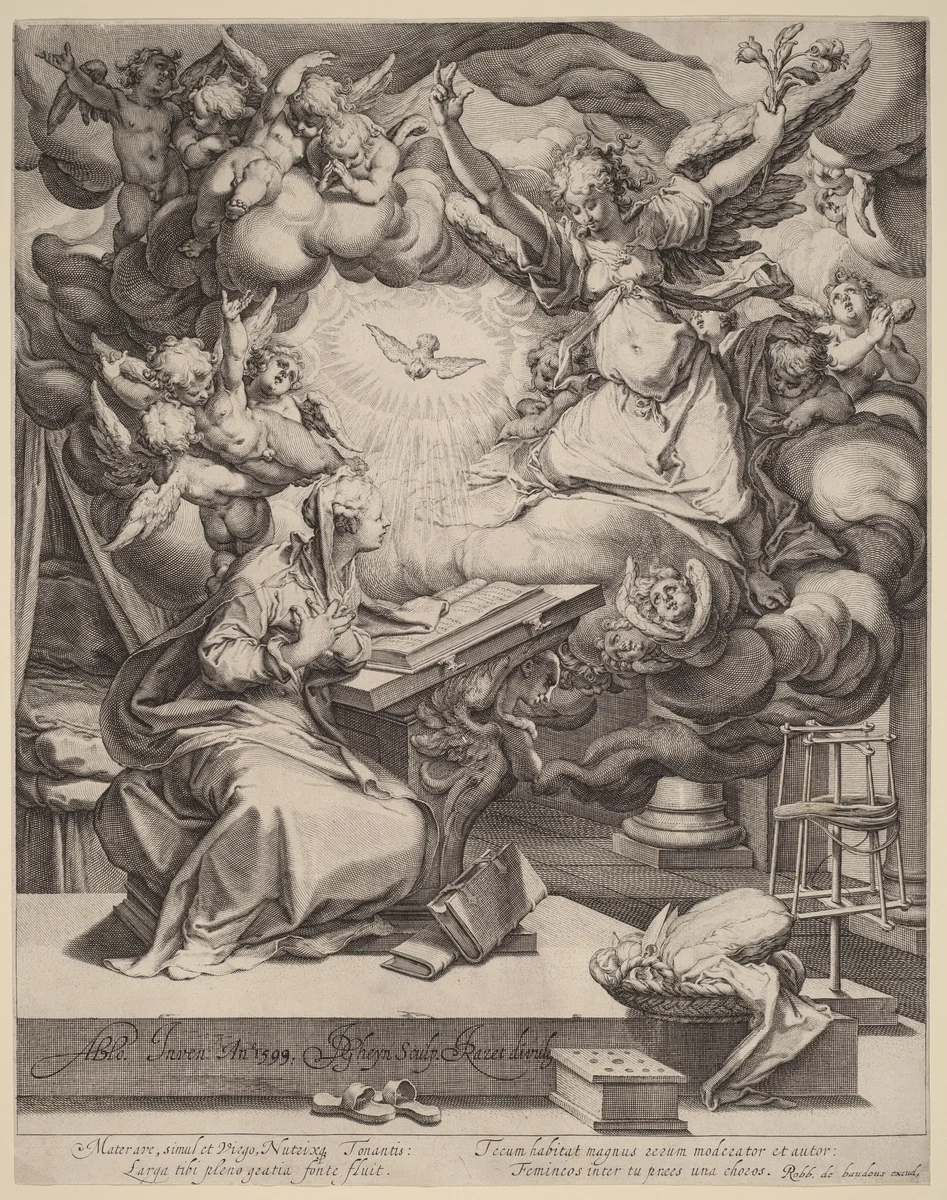 The Annunciation by Jacques de Gheyn II, print, 1593-1599