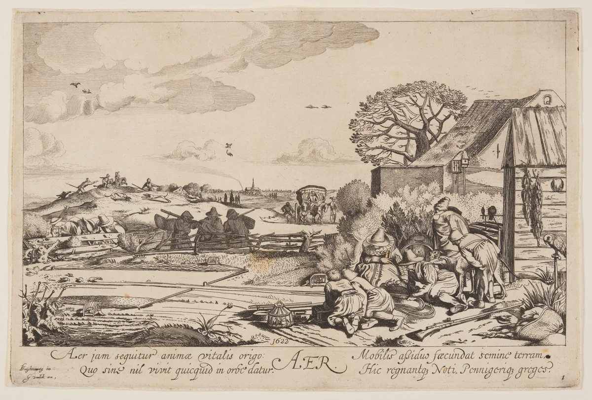 Air (with a view of Haarlem), from The Four Elements by Jan van de Velde Willem Buytewech, print, 1622