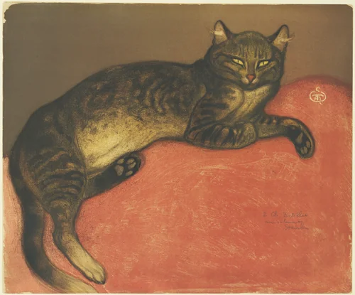 Winter, Cat on a Cushion (L'Hiver, chat sur un coussin) by Théophile-Alexandre Steinlen, print, 1909