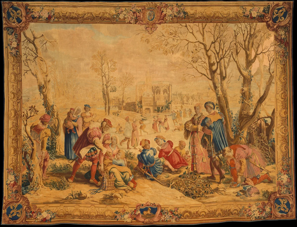 December from a set of The Months of Lucas by Master of the Months of Lucas, textile, 1732-1737