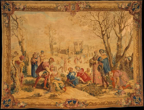 December from a set of The Months of Lucas by Master of the Months of Lucas, textile, 1732-1737