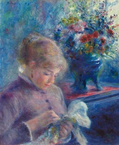 Young Woman Sewing by Pierre-Auguste Renoir, painting, 1879