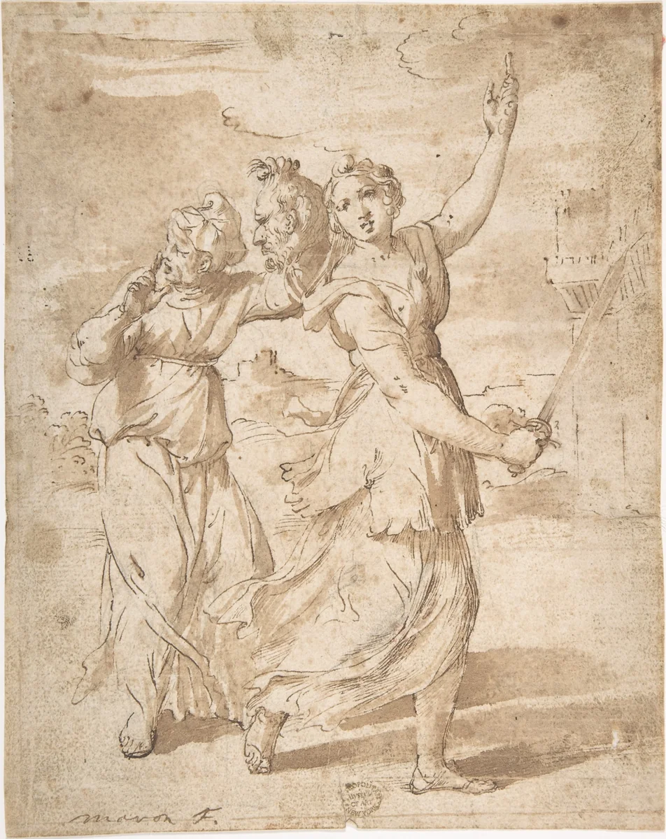 Judith with the Head of Holofernes by Anton von Maron, drawing, 1733-1808