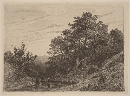 Herd in a Stream by Alexandre Calame, portfolio, 1838-1850