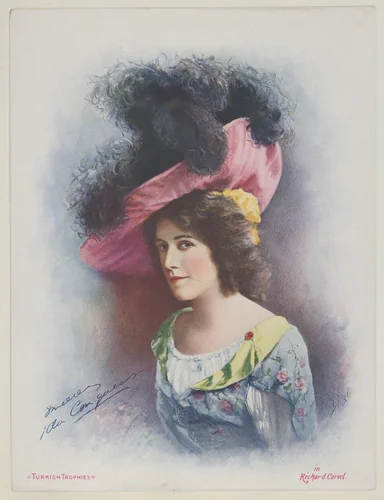 Ida Conquess in Richard Carvel, from the Actresses series (T1), distributed by the American Tobacco Co. to promote Turkish Trophies Cigarettes by Frederick Moladore Spiegle, print, 1900