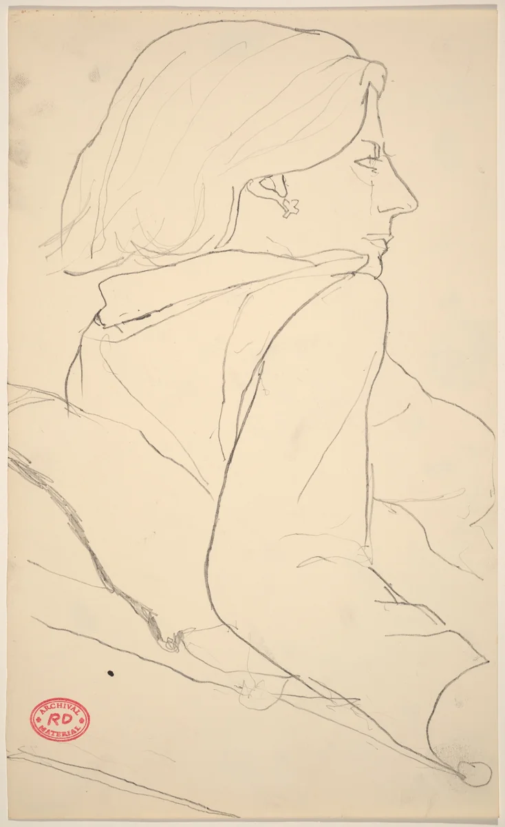 Untitled [study of a woman with an earring facing right] by Richard Diebenkorn, drawing, 1955-1967