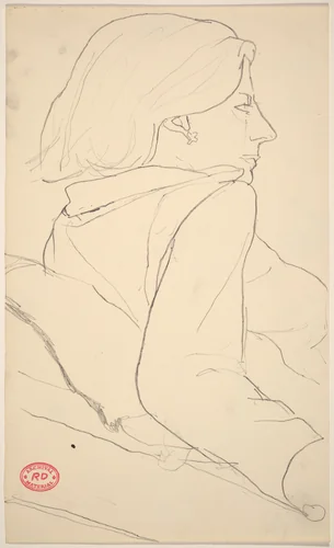 Untitled [study of a woman with an earring facing right] by Richard Diebenkorn, drawing, 1955-1967