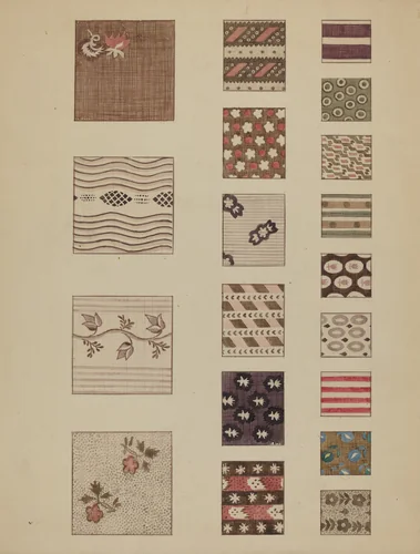 Textiles from Quilt by Millia Davenport, index of american design, 1936