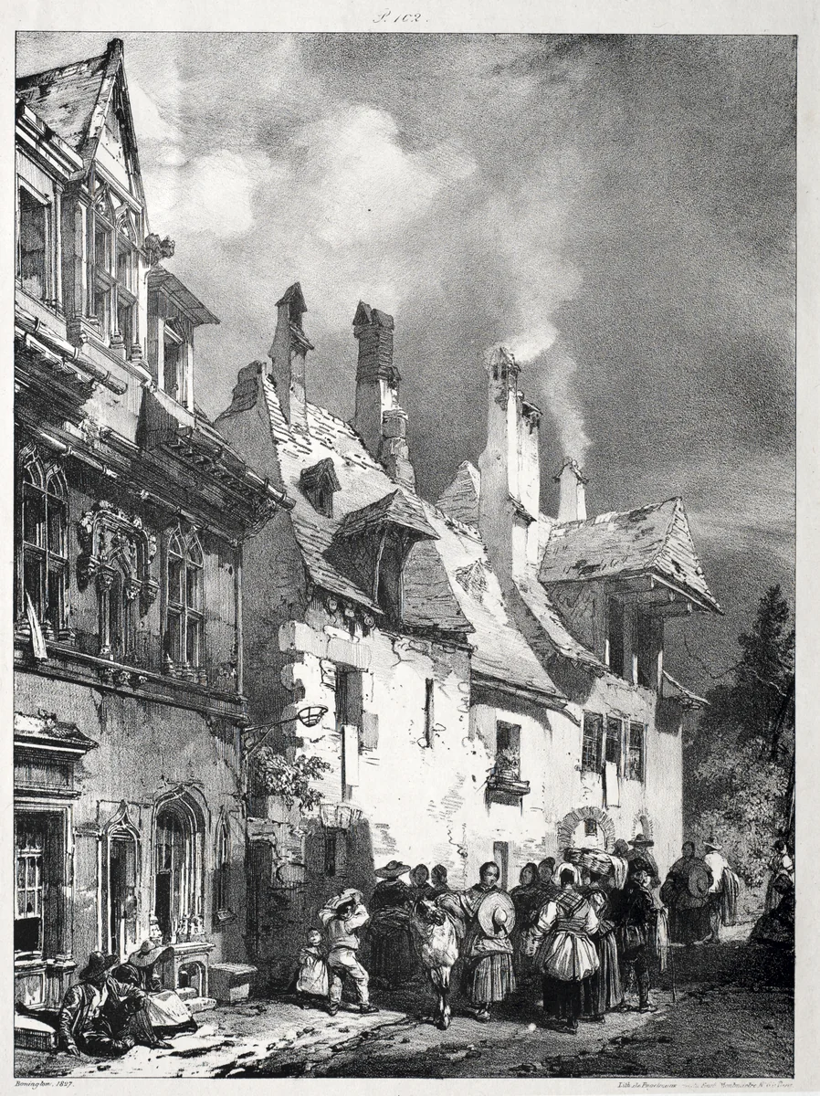 Street in the Outskirts of Besançon, France by Richard Parkes Bonington, print, 1827