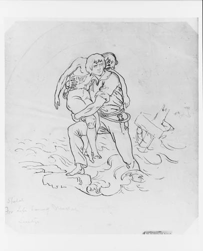 Sketch for a Life Saving Medal (from McGuire Scrapbook) by Emanuel Leutze, artwork, 1816-1868
