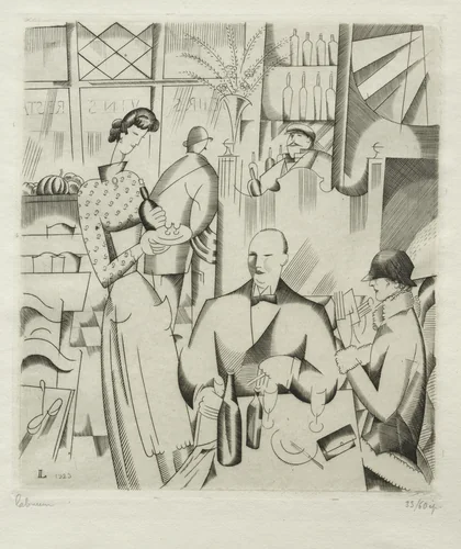 Dinner at the Bistro by Jean-Émile Laboureur, print, 1923