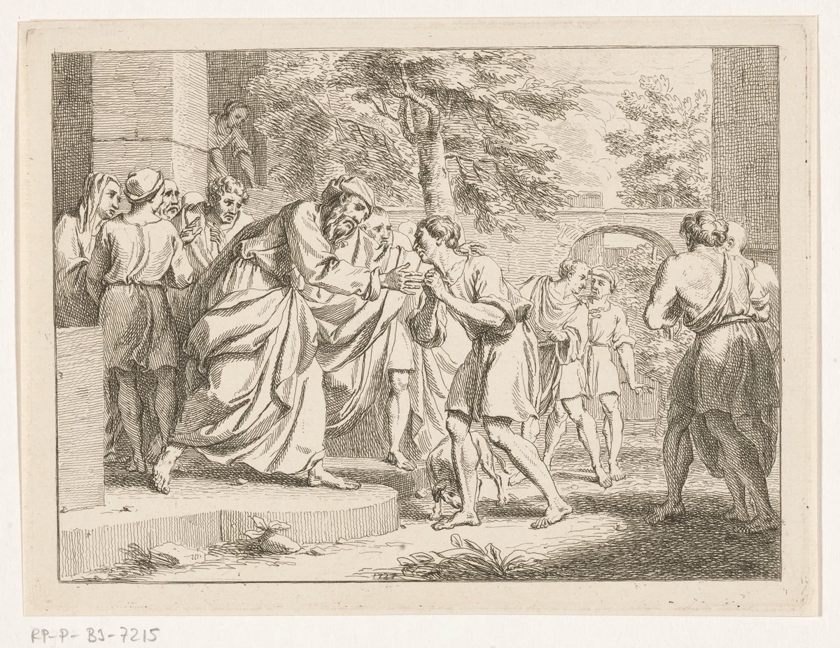 De terugkeer van de verloren zoon by Louis Fabritius Dubourg, print, 1727