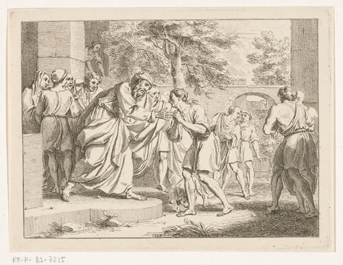 De terugkeer van de verloren zoon by Louis Fabritius Dubourg, print, 1727