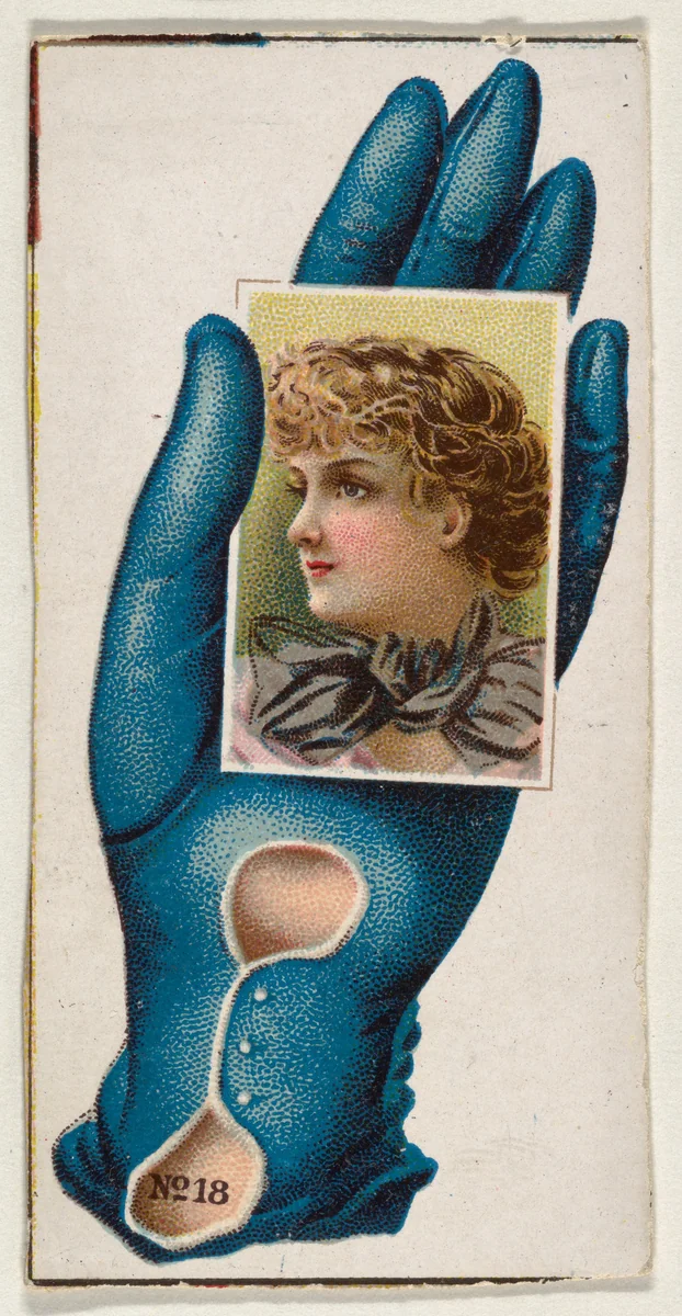 Card Number 18, cut-out from banner advertising the Opera Gloves series (G29) for Allen & Ginter Cigarettes by Allen & Ginter, print, 1885-1895