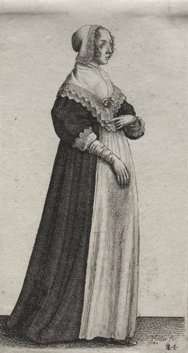 The Several Habits of English Women, from the Nobility to the Country Women as they are in these times: The Woman with a High Neckcloth by Wenceslaus Hollar, print, 1640