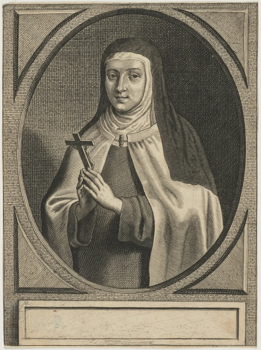 Portrait of a Nun Holding Crucifix by Unknown 19th Century, print, 1800-1899