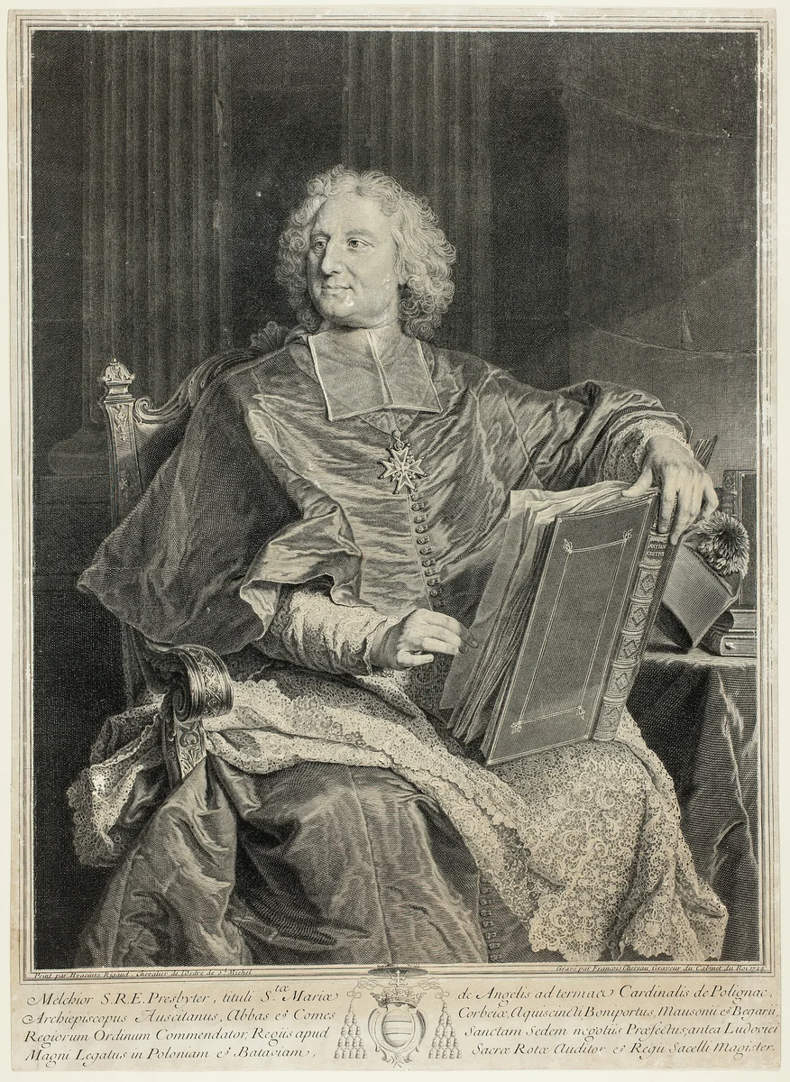 Portrait of Cardinal de Polignac by François Chereau, print, 1729