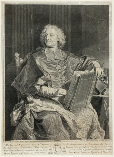 Portrait of Cardinal de Polignac by François Chereau, print, 1729
