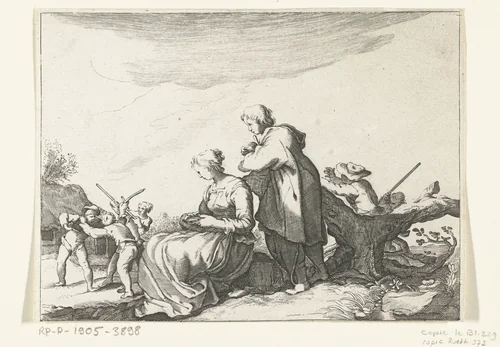 Vechtende jongens by anonymous, print, 1632-1700
