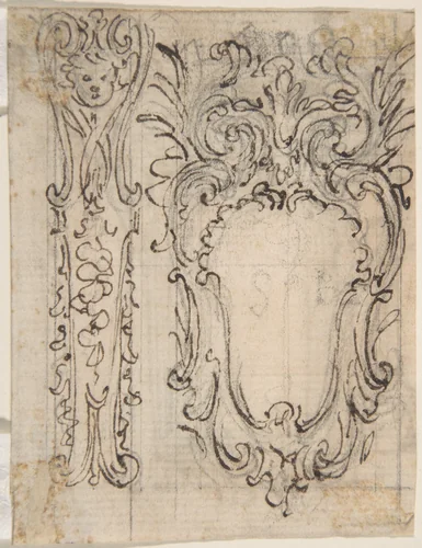 Designs for a Pilaster Ornament and Cartouche (recto); Design for a Window or a Wall Plaque (verso) by Giovanni Battista Foggini, drawing, 1652-1725