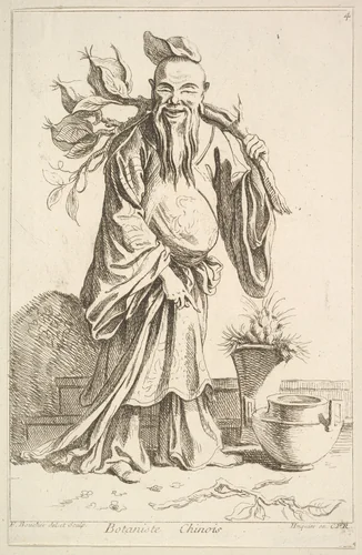 Chinese botanist by François Boucher, print, 1738-1745