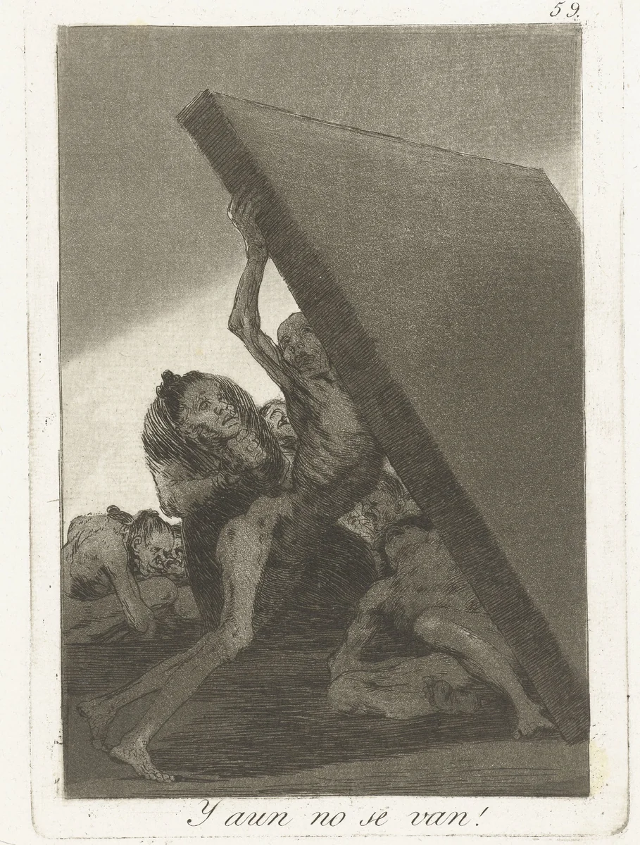 En nog gaan zij niet! by Francisco de Goya, print, 1797-1799