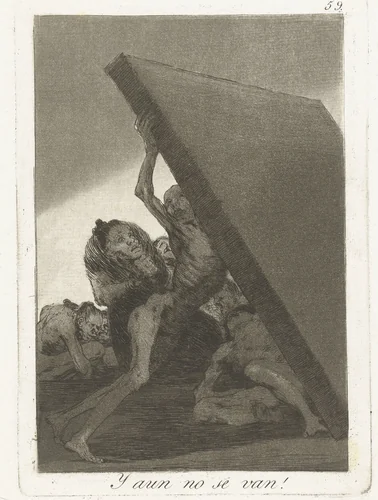 En nog gaan zij niet! by Francisco de Goya, print, 1797-1799
