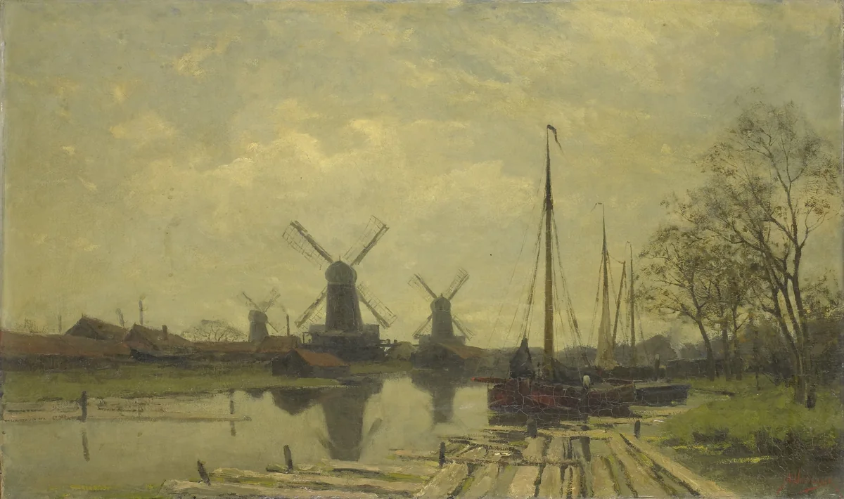 Waterway near the Baarsjes, Amsterdam by Jan Hillebrand Wijsmuller, painting, 1880-1901