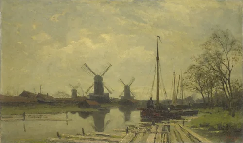 Waterway near the Baarsjes, Amsterdam by Jan Hillebrand Wijsmuller, painting, 1880-1901
