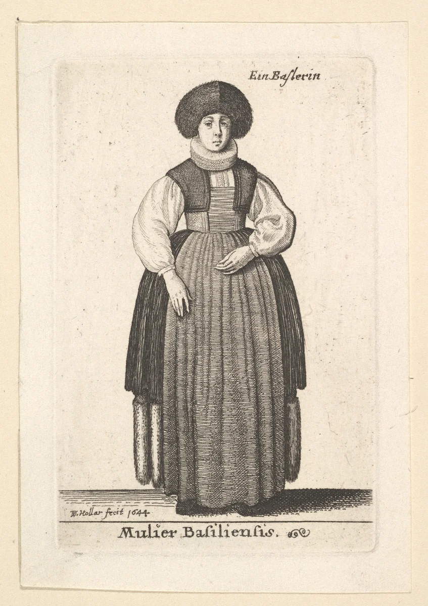 Mulier Basiliensis (Woman of Basel) by Wenceslaus Hollar, print, 1644-1816