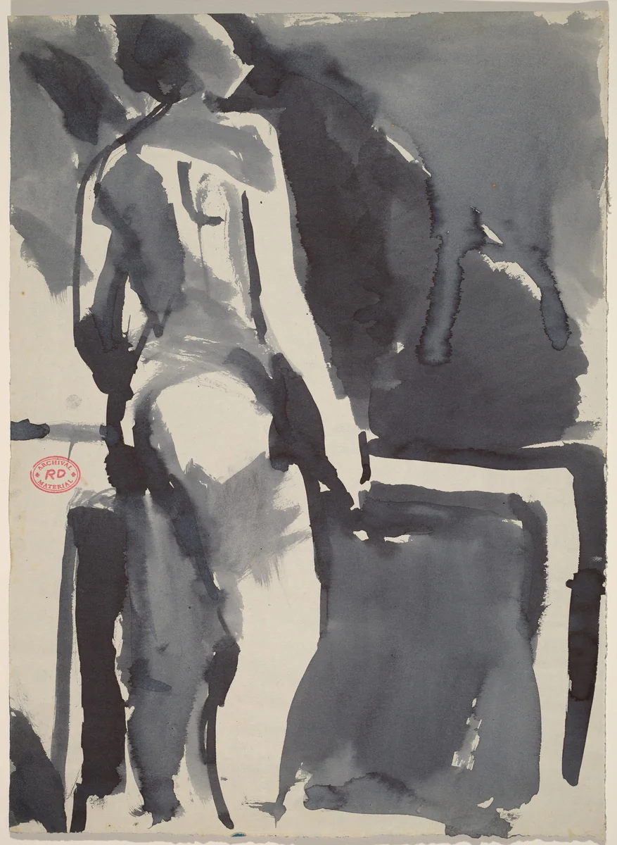 Untitled [standing female nude with back to viewer] by Richard Diebenkorn, drawing, 1955-1967