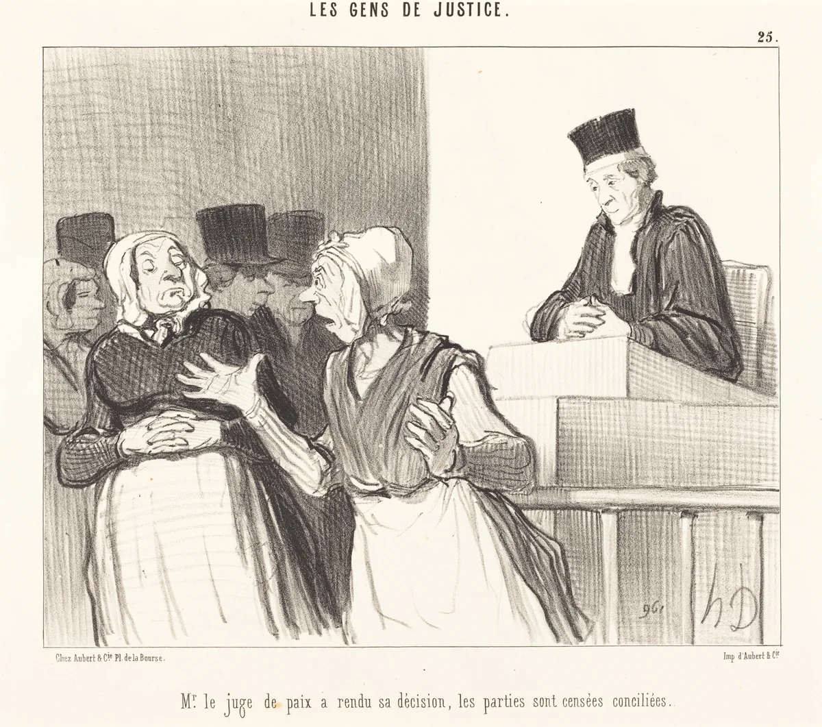 Mr. le Juge de paix a rendu sa décision... by Honoré Daumier, print, 1846
