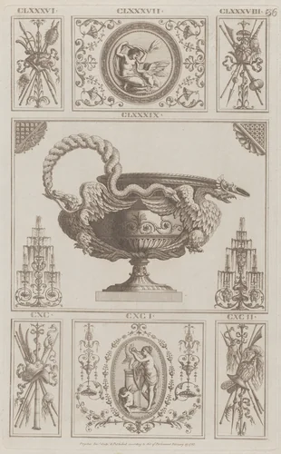 Panels of Ornament, nos. CLXXXVI–CXCII, plate 36 from "Designs for Various Ornaments" by Michelangelo Pergolesi, print, 1782