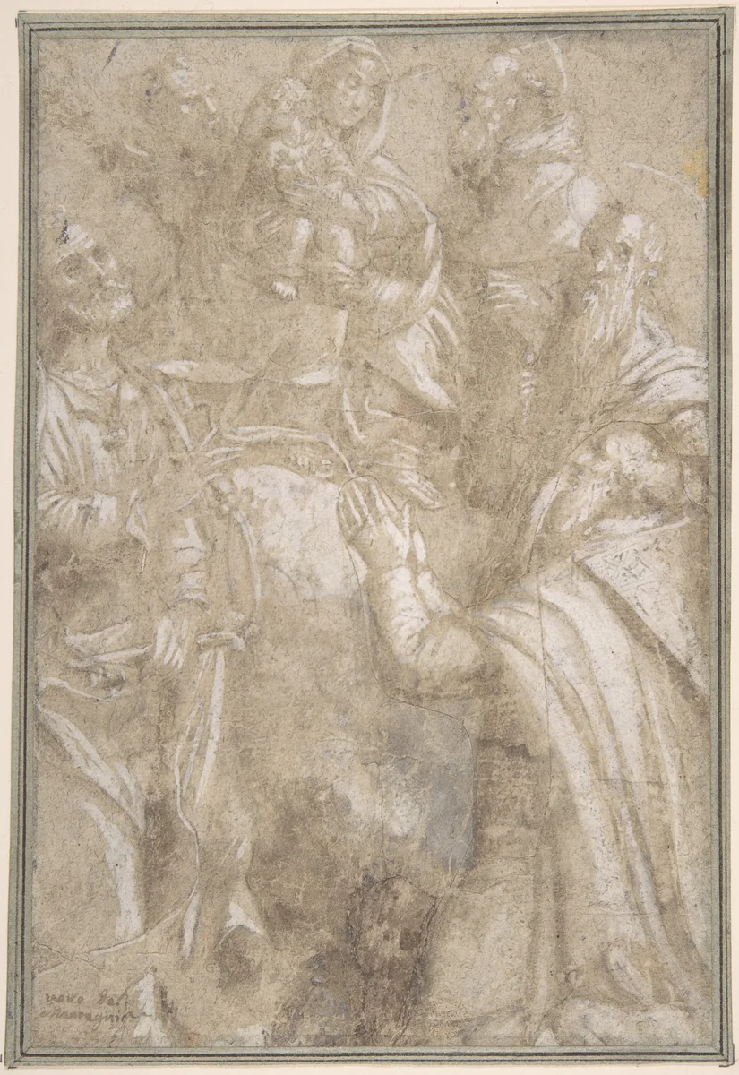 Adoration of the Madonna and Child by anonymous, drawing, 1400-1600