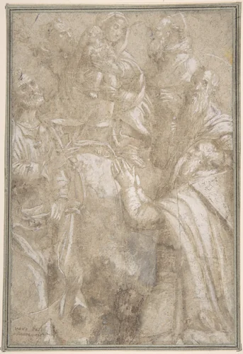 Adoration of the Madonna and Child by anonymous, drawing, 1400-1600