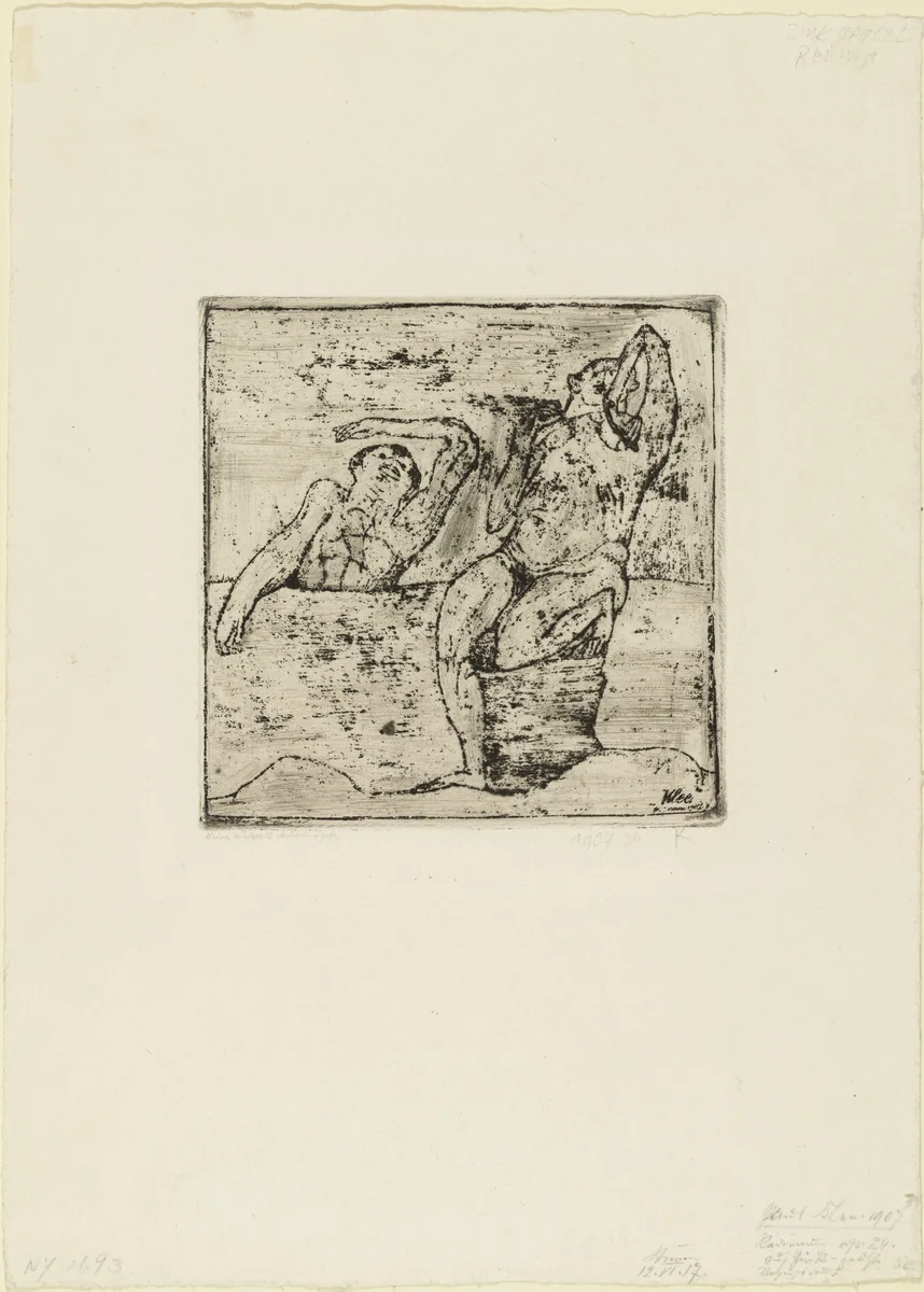 Two Nudes in the Lake (Zwei Akte im See) by Paul Klee, print, 1907