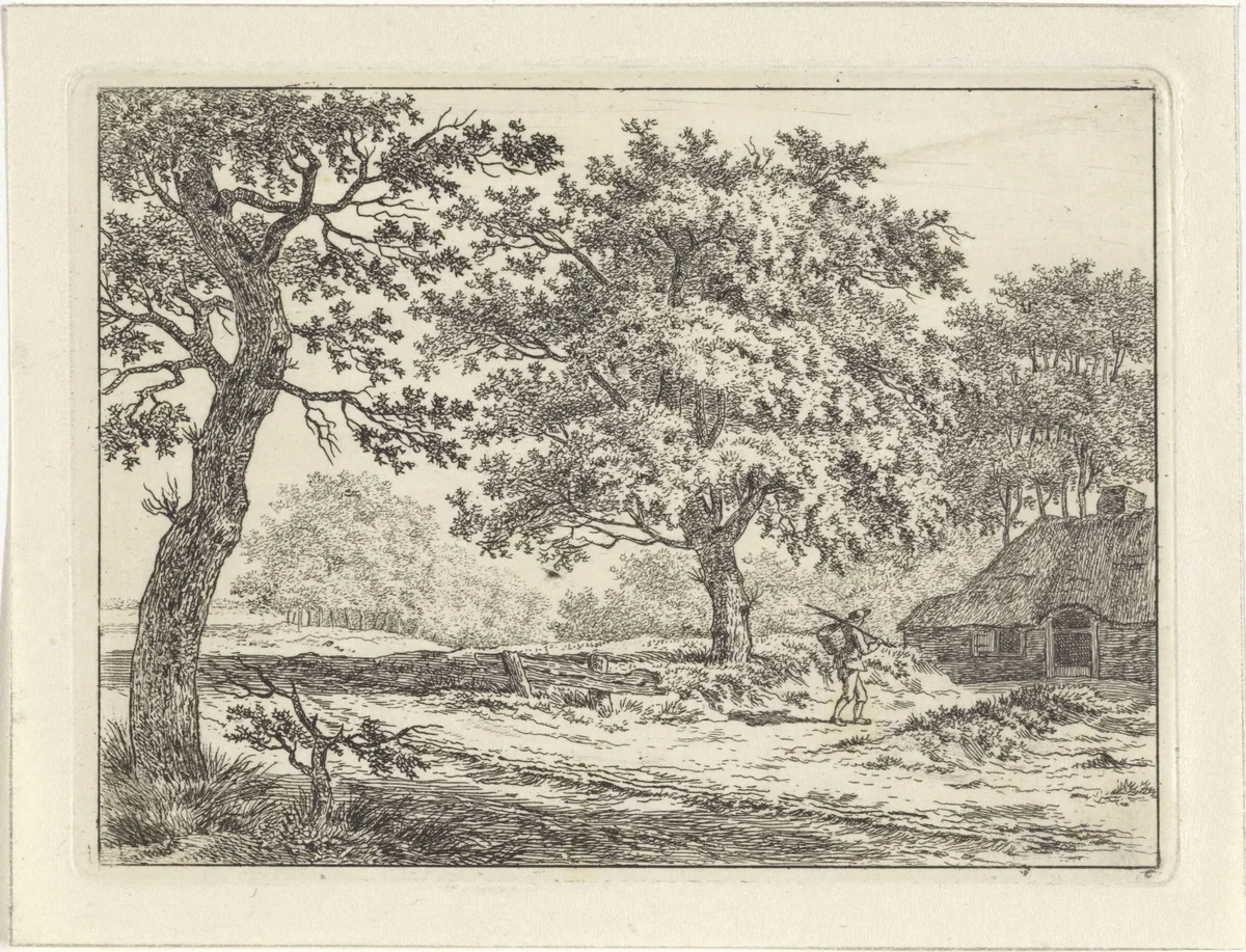 Reiziger bij een boerderij by Johan Christiaan Willem Safft, print, 1788-1849