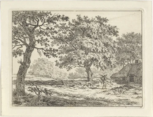 Reiziger bij een boerderij by Johan Christiaan Willem Safft, print, 1788-1849