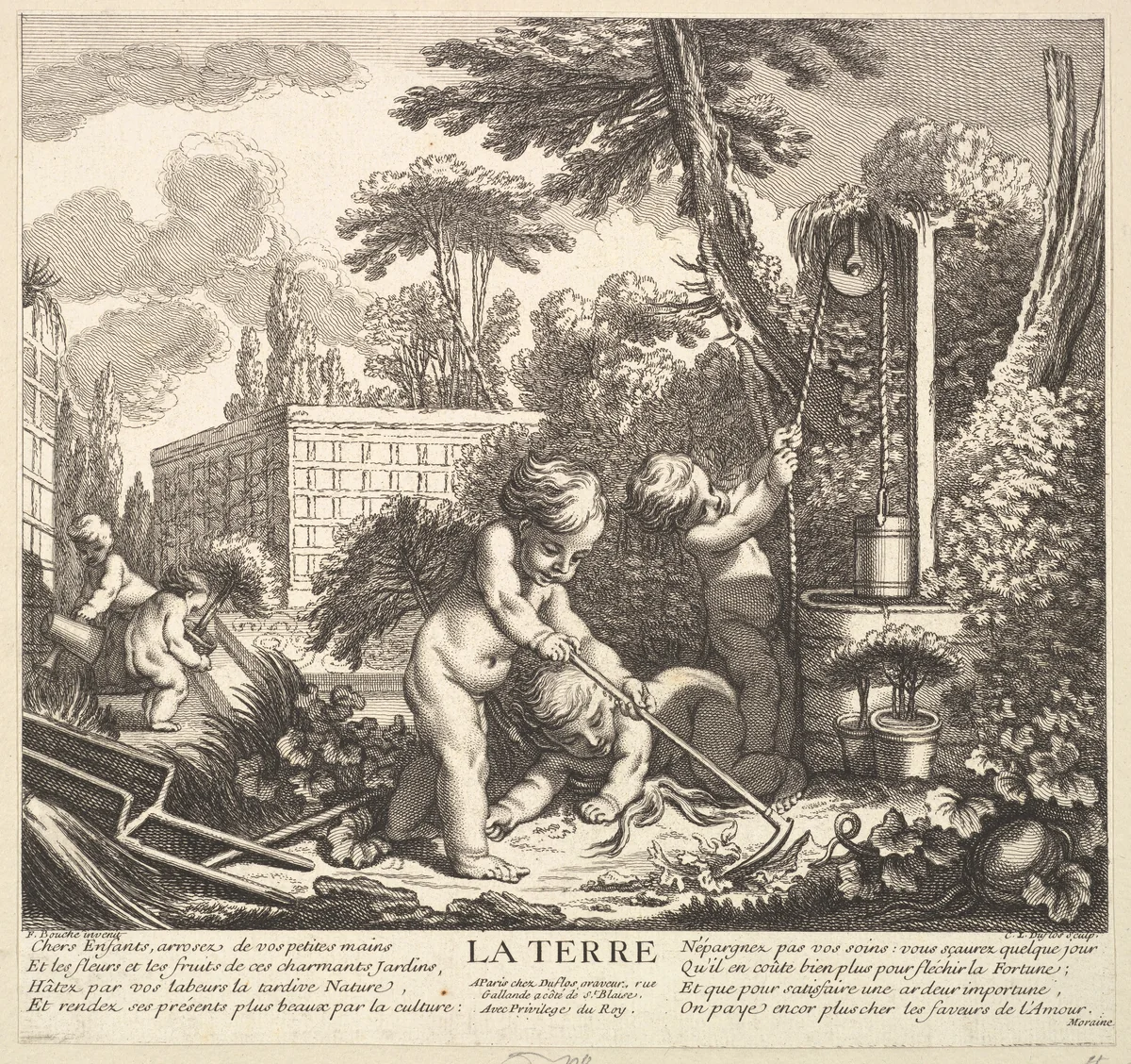 Earth by Claude Augustin Duflos le Jeune, print, 1715-1786