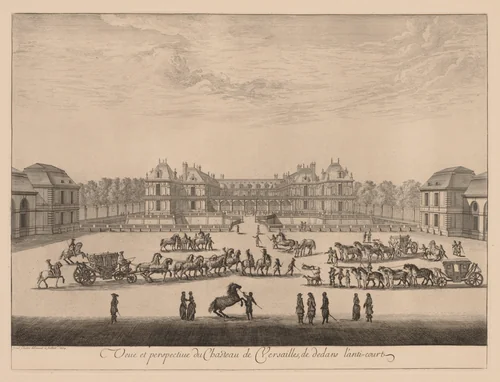 Vue et perspective du Château de Versailles, de dedans l'anti-cour by Israël Silvestre, print, 1664