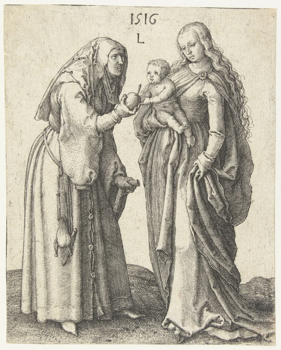 Maria met kind en de heilige Anna by Unknown, print, 1516
