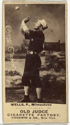 Frank D. Wells, Pitcher, Milwaukee, from the Old Judge series (N172) for Old Judge Cigarettes by Goodwin & Company, photograph, 1888