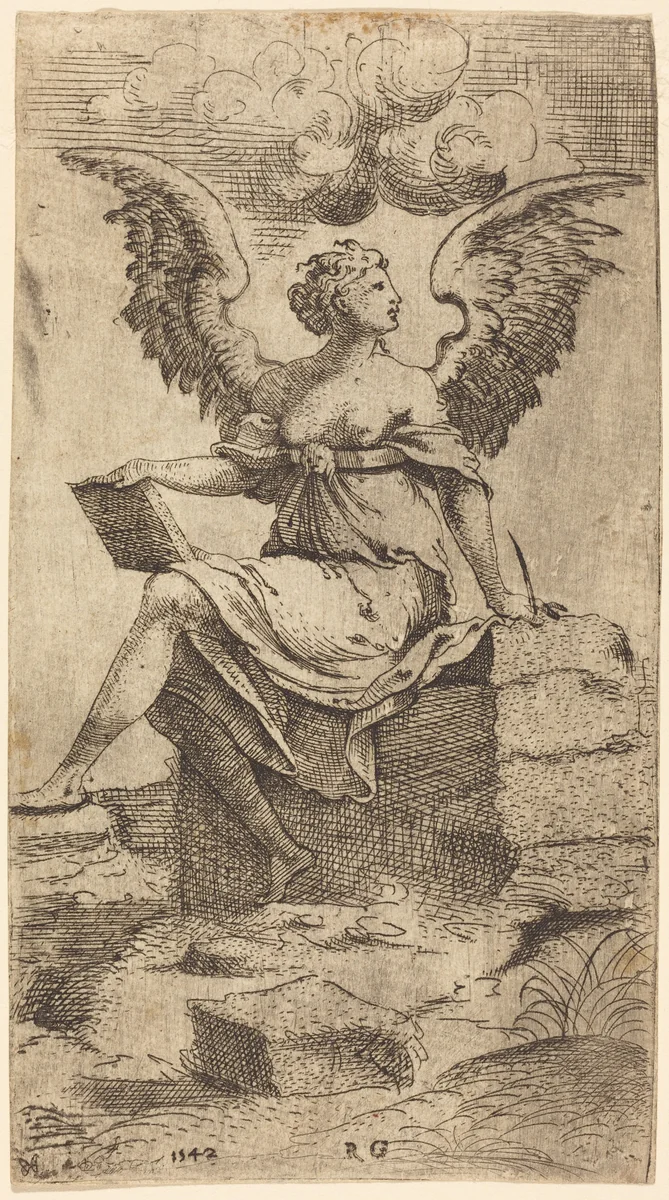 The Recording Angel by Master RG, print, 1542