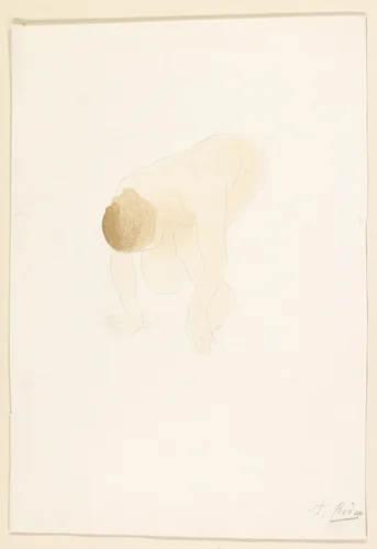 Voorovergebogen naakt by Auguste Clot, print, 1868-1917