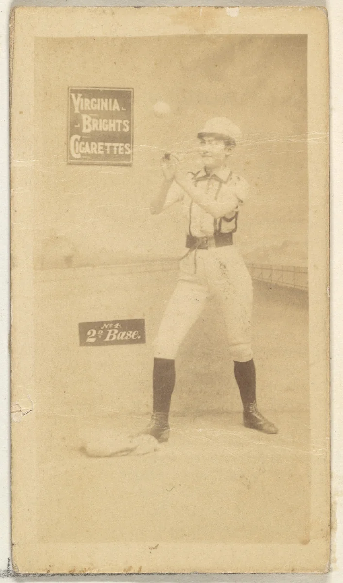 2nd Base, from the Girl Baseball Players series (N48, Type 2) for Virginia Brights Cigarettes by Allen & Ginter, photograph, 1886-1888