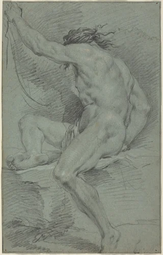 Nude Figure (academic study) by Italian 17th Century, drawing, 1600-1699