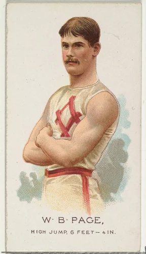 W.B. Page, High Jump, from World's Champions, Series 2 (N29) for Allen & Ginter Cigarettes by Allen & Ginter, print, 1888