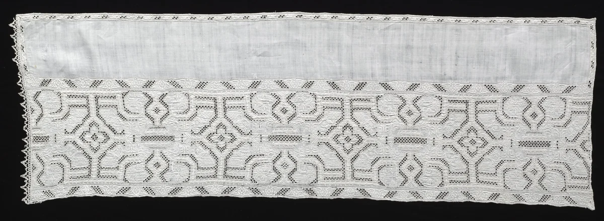Needlepoint (Cutwork) and Bobbin Lace Panel by Unknown, textile, 1560-1599