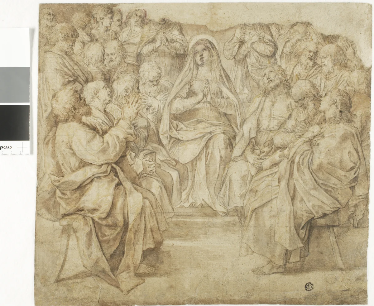 Descent of the Holy Spirit by Guido Reni, drawing, 1607-1799